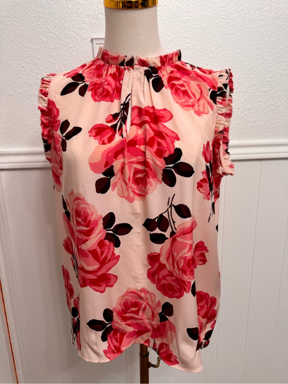 kate spade Pink Floral Ruffle Sleeve Shell Top
